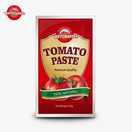 Fabrieksprijs platte zakjes van 70 g tomatenpasta verkrijgbaar met zuiverheidsniveaus variërend van 30% tot 100%