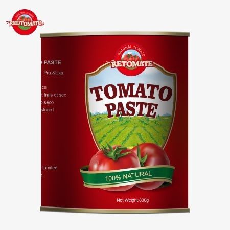 800 g ingeblikte tomatenpasta die voldoet aan internationale kwaliteits- en veiligheidsnormen, waaronder ISO HACCP BRC en FDA