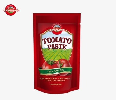 De 50 g stand-up sachet tomatenpasta voldoet aan de ISO, HACCP en BRC normen voor fabrieksprijzen