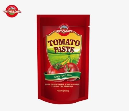 De 50 g stand-up sachet tomatenpasta voldoet aan de ISO HACCP en BRC normen die de naleving van de fabrieksprijs garanderen