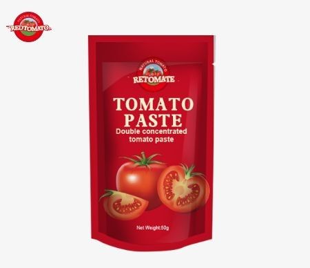 50 g stand-up zakje tomatenpasta voldoet aan ISO HACCP en BRC normen die de naleving van de fabrieksprijs garanderen