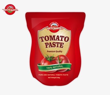 56 g stand-up zak met dubbel geconcentreerde tomatenpasta, zuiverheid van 28% tot 100%