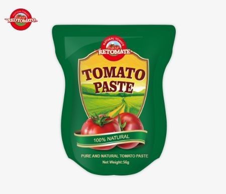 Groothandel stand-up sachet tomatenpasta verkrijgbaar in 56g maten Biedt een puur product zonder additieven