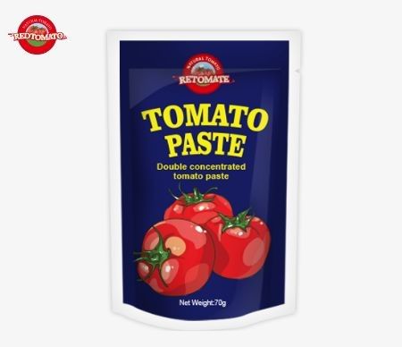 70 g tomatenpasta in rechtopstaande zak Platte zak Brix 28-30% 22-24% 18-20% Concentratie