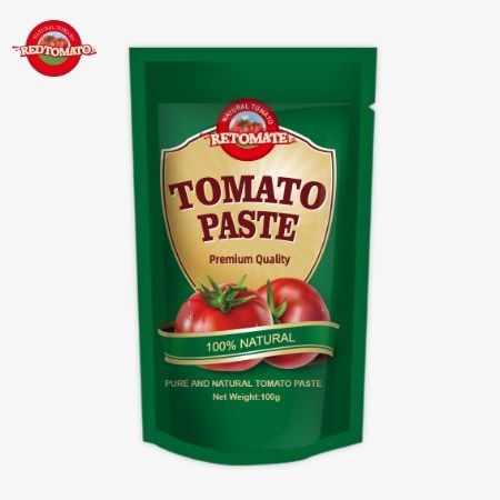 OEM Stand-up sachet van 100 g dubbele geconcentreerde tomatenpasta met een zuiverheid van 30% tot 100%