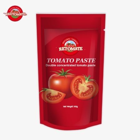 OEM 100g stand-up zak bevat dubbel geconcentreerde tomatenpasta met een zuiverheid van 30% tot 100%