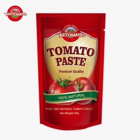 OEM 100g stand-up zak bevat dubbel geconcentreerde tomatenpasta met een zuiverheid van 30% tot 100%