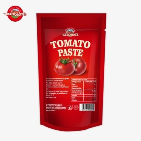 Hoogwaardige 100 gram stand-up tomatenpasta van een gerenommeerde fabriek in China.