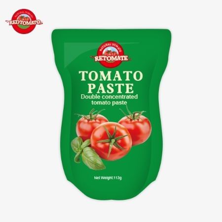 Tomato Paste Factory produceert 113g stand-up sachets in overeenstemming met ISO HACCP BRC en FDA productie normen