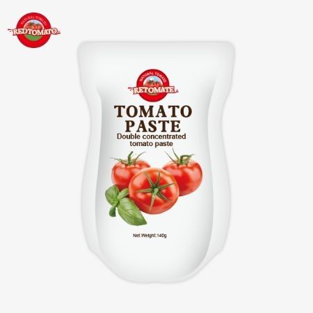 140 g stand-up zakje van zoete en zure tomatenpasta, zuiverheid variërend van 22% tot 30%