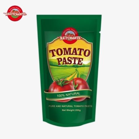 200 g stand-up zakje tomatenpasta voldoet aan ISO HACCP en BRC normen die de naleving van de fabrieksprijs garanderen