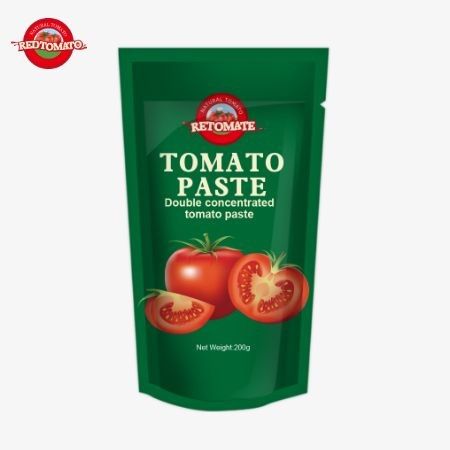 De 200 g stand-up zak van tomatenpasta voldoet aan de ISO HACCP en BRC-normen om de naleving van de fabrieksprijs te garanderen
