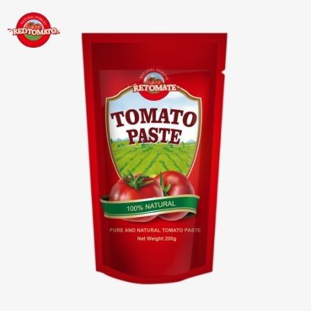 De 200 g stand-up zak van tomatenpasta voldoet aan de ISO HACCP en BRC-normen om de naleving van de fabrieksprijs te garanderen