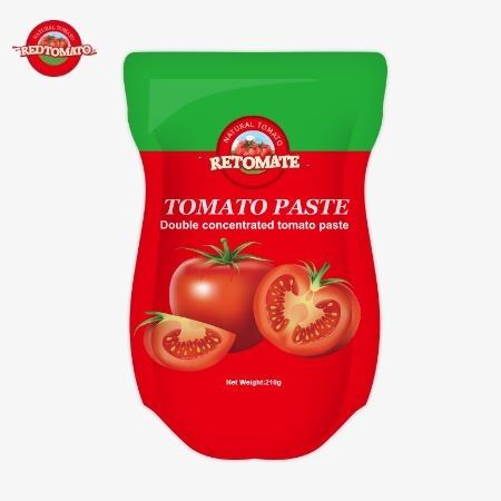 De productie van 210 g stand-up sachet tomatenpasta voldoet aan ISO HACCP BRC en FDA productie normen