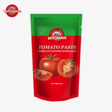 ISO Pouch Tomato Paste 227g Drievoudig geconcentreerde tomatenpasta met zuiverheidsniveaus van 30% tot 100%