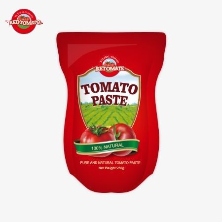 In een stand-up zak Dit aanbod bevat 250g van zoete en pittige tomatenpasta met een zuiverheid variërend van 30% tot 100%
