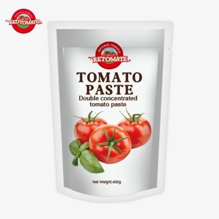 400 g stand-up sachet tomatenpasta handig smaakvol met een zuiverheid van 30% tot 100%