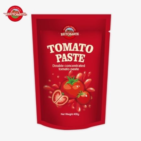 400 g stand-up sachet tomatenpasta handig en smaakvol met een zuiverheid van 30% tot 100%