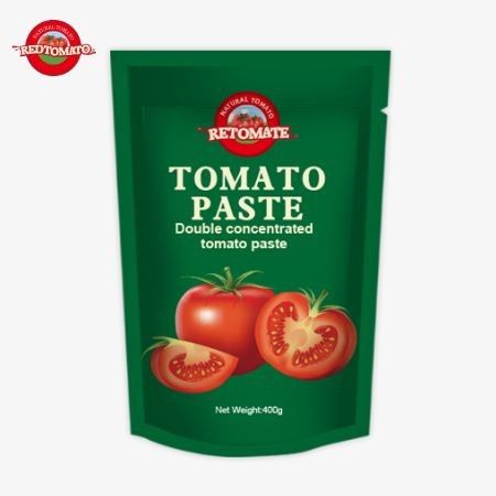 400 g stand-up sachet tomatenpasta handig en smaakvol met zuiverheidsniveaus variërend van 30% tot 100%