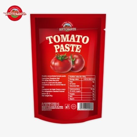De 500 gram stand-up zak tomatenpasta biedt een handige verpakking en een heerlijke smaak
