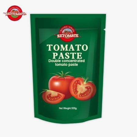 De 500g stand-up zak van tomatenpasta biedt een handige verpakking rijke smaak en zuiverheid variërend van 30% tot 100%