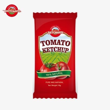 10 gram ketchup met zoete en zure smaak en pure natuurlijke smaak.