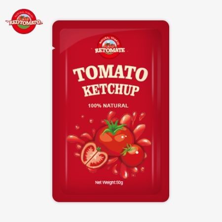 Wereldwijde distributie van aangepaste 50g ketchup zakjes voor hoge kwaliteit en gecertificeerd door ISO HACCP en FDA