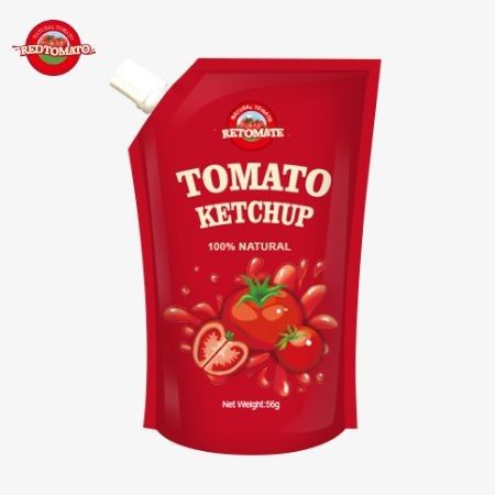 ISO-gecertificeerde 56g sachet ketchup met een zuivere natuurlijke smaak voldoet aan internationale productiestandaarden