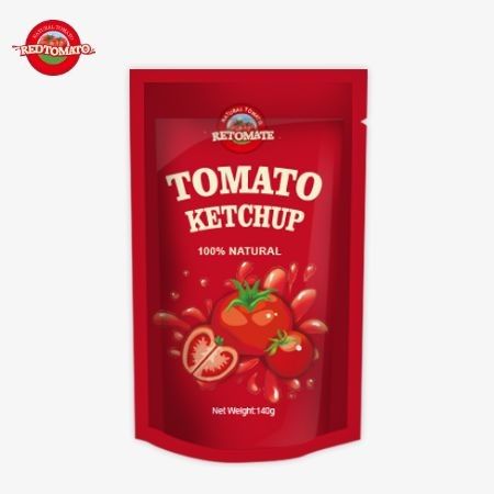 We produceren 140 gram ketchup zakjes die voldoen aan internationale normen en zijn verkrijgbaar tegen fabrieksprijzen