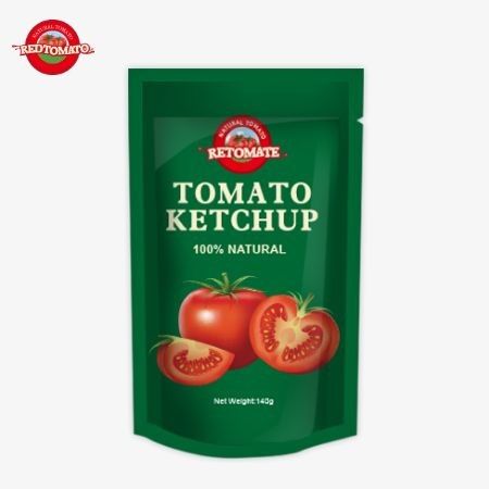 OEM 140g zakjes ketchup die voldoen aan internationale normen en zijn verkrijgbaar tegen fabrieksprijzen.