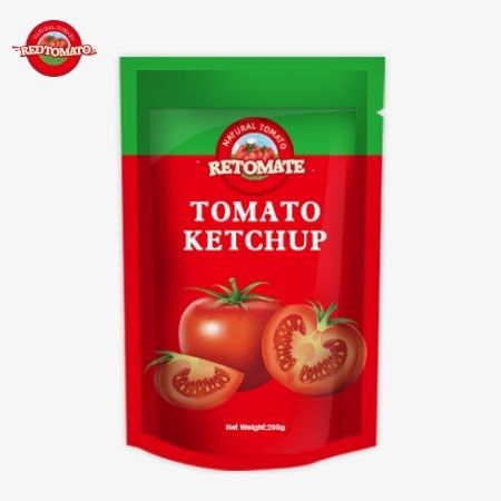 We produceren 200 gram ketchup zakjes die voldoen aan internationale normen en zijn verkrijgbaar tegen fabrieksprijzen