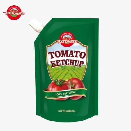 We produceren 200 gram ketchup zakjes die voldoen aan internationale normen en zijn verkrijgbaar tegen fabrieksprijzen