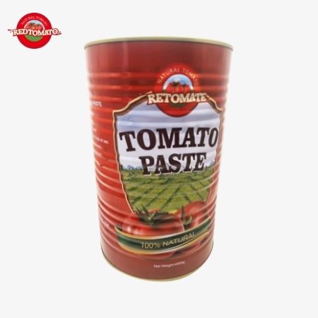 Retomate 4500g tomatenpuree in blik (Brix 28–30%) is beschikbaar onder ons merk met volledige merk- en verpakkingsontwerpdiensten.