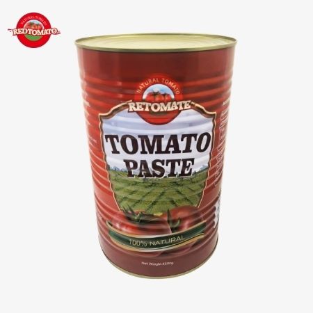 Retomate 4500g tomatenpuree in blik (Brix 28–30%) is beschikbaar onder ons merk met volledige merk- en verpakkingsontwerpdiensten.