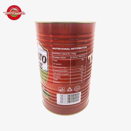 Retomate 4500g tomatenpuree in blik (Brix 28–30%) is beschikbaar onder ons merk met volledige merk- en verpakkingsontwerpdiensten.