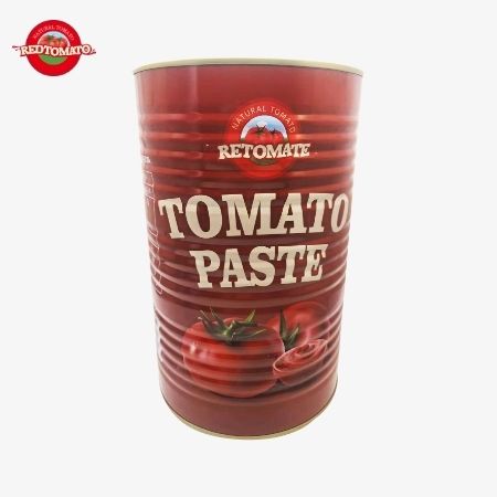 Retomate 4500g tomatenpuree in blik (Brix 28–30%) is beschikbaar onder ons merk met volledige merk- en verpakkingsontwerpdiensten.