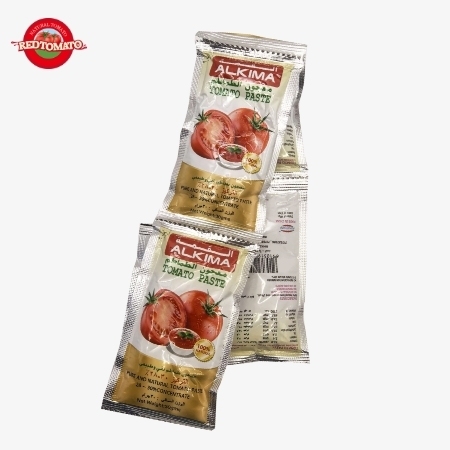 ALKIMA 30g platte sachet tomatenpuree geconcentreerd tot Brix 28–30% verkrijgbaar onder het merk Retomate of aanpasbaar met uw eigen OEM
