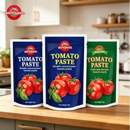 Fabrieksprijs Op maat gedrukte stand-up zak 70g tomatenpasta zak voedselverpakking zak