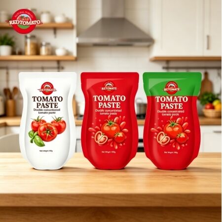 140 g stand-up sachet tomatenpasta met zoete en zure smaak en 22 tot 30 pure