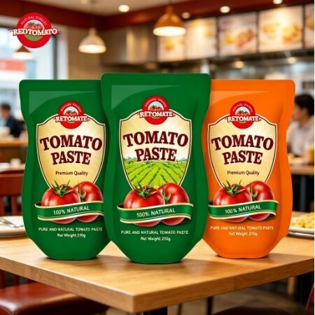 210 g stand-up sachet tomatenpasta met drievoudige concentratie en ISO HACCP BRC FDA-certificering
