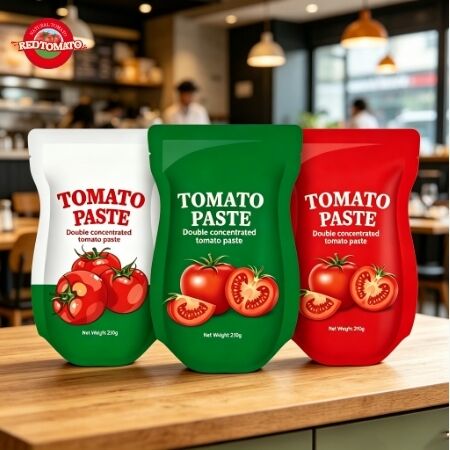 210 g stand-up sachet tomatenpasta ISO HACCP BRC FDA gecertificeerd voor gemakkelijke opslag en versheid