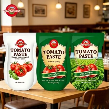 210 g stand-up sachet tomatenpasta met drievoudige concentratie voldoet aan ISO HACCP BRC en FDA normen