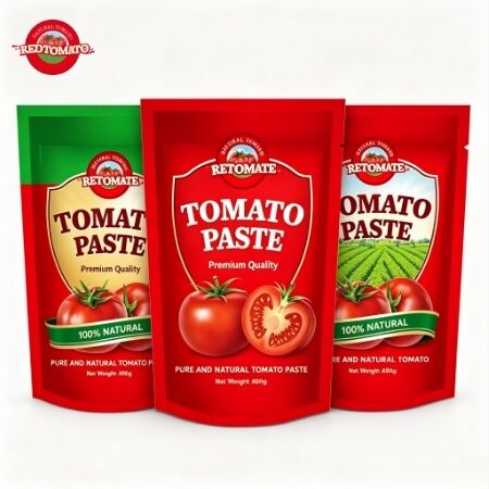 400 g stand-up sachet tomatenpasta met 30%-100% zuiverheid, drievoudige concentratie en ISO, HACCP, BRC, FDA certificering