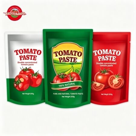 Dubbele geconcentreerde tomatenpasta in 500 g gespuugde opstaande zakjes voor gemakkelijk gebruik