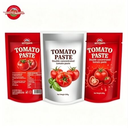 Dubbele geconcentreerde tomatenpasta in gespuugde opstaande zakjes 500 g voor gemakkelijk gebruik