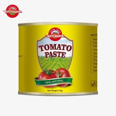 De 210 gram tomatenpasta die we aanbieden voldoet aan de ISO HACCP en BRC voedselnormen van de FDA.