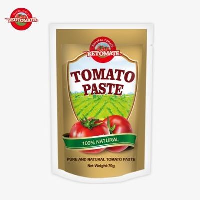 Goede kwaliteit aangepaste dubbele geconcentreerde platte en stand-up organische sachet tomatenpasta 70g