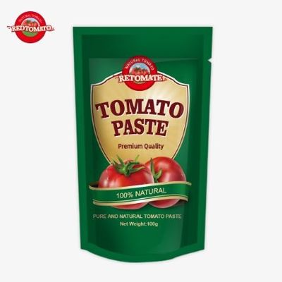 OEM Stand-up sachet van 100 g dubbele geconcentreerde tomatenpasta met een zuiverheid van 30% tot 100%