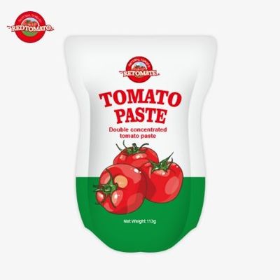 Tomato Paste Factory produceert 113g stand-up sachets in overeenstemming met ISO HACCP BRC en FDA productie normen