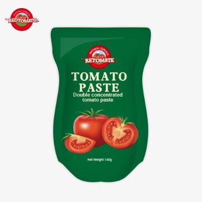 140 g stand-up zakje van zoete en zure tomatenpasta, verkrijgbaar in 30% tot 100% zuiverheid